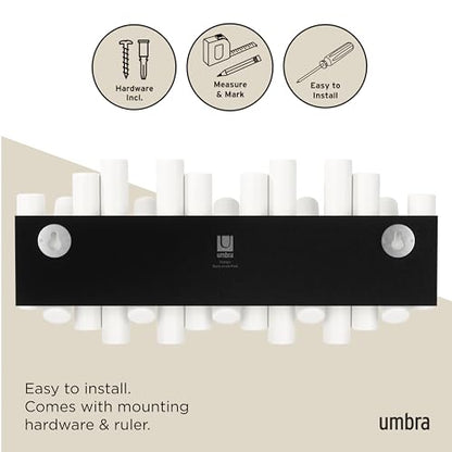 Umbra Picket Coat Rack, Wall Mount 5 Flip-Down Coat Hooks, White - color: White, size: 5-Hook