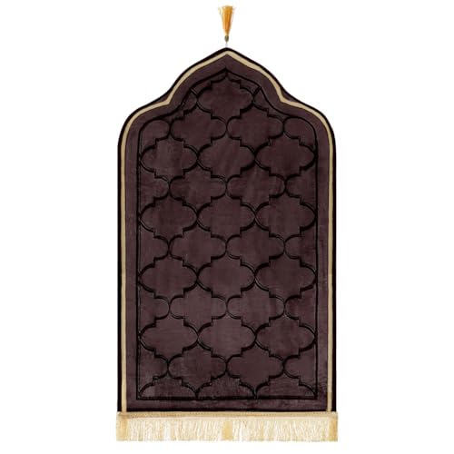 haozaikeji Muslim Prayer Rug Islamic Turkish Prayer Mat Thick Soft Janamaz Sajada Rug Praying Carpet for Ramadan Eid Travel - color: Coffee, size: M 19.69*35.43 inch (50*90cm)