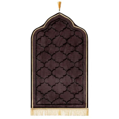 haozaikeji Muslim Prayer Rug Islamic Turkish Prayer Mat Thick Soft Janamaz Sajada Rug Praying Carpet for Ramadan Eid Travel - color: Coffee, size: L 25.59*43.43 inch (65*110cm)
