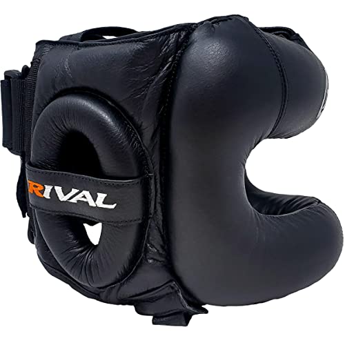 RIVAL Boxing RHGFS3 Face-Saver Sparring Headgear - Wide Eye Opening, Premium Leather, and Thermoplastic Inner Frame - color: Black, size: Small-Medium