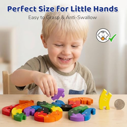 LovesTown Wooden Alphabet & Numbers Puzzle - size: Medium, style: Snake