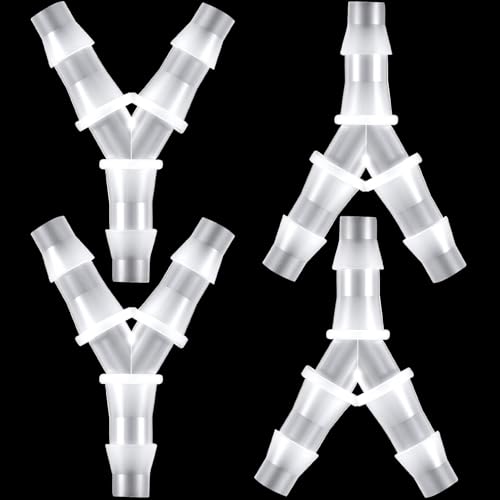 4Pcs 1/4" Y Shape Splitter Tubing Connectors Barb Hose Fitting | Plastic Tee Shape Tubing Connector, Universal 3 Way Oxygen Splitter Joint Splicer for Air Line Gas Fuel Pipe - White - size: 1/4inch