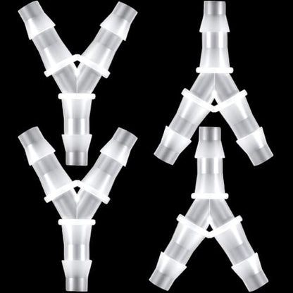 4Pcs 1/4" Y Shape Splitter Tubing Connectors Barb Hose Fitting | Plastic Tee Shape Tubing Connector, Universal 3 Way Oxygen Splitter Joint Splicer for Air Line Gas Fuel Pipe - White - size: 1/4inch
