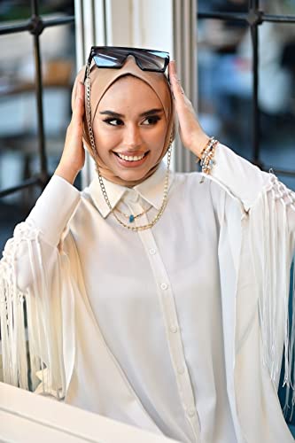 para life Snap Hijab for Women, Breathable Instant Hijabs|Standard Size Stretchable Cotton Sandy|Jersey Undercap - color: Caramel
