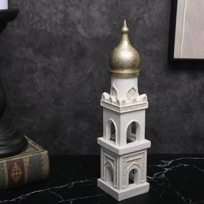 Islamic Cultural Decor Collection - Handcrafted Resin Mosque Models & Tower Ornaments for Home/Office Display Ramadan Decoration (Tower 1) - style: tower 1