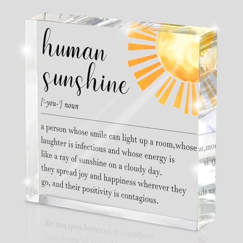 Human Sunshine Inspirational Gifts for Women Men, Appreciation Gifts for Teacher Friends Coworkers Doctor Nurse, Employee Appreciation, Quotes Home Office Gift, Definition Acrylic Desk Decor Signs,Boss's Day Gift - style: human