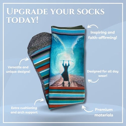 Men's – Christian Crew Socks for Men with Scripture | Moisture-Wicking | Easter Gift Idea - color: The Red Seas