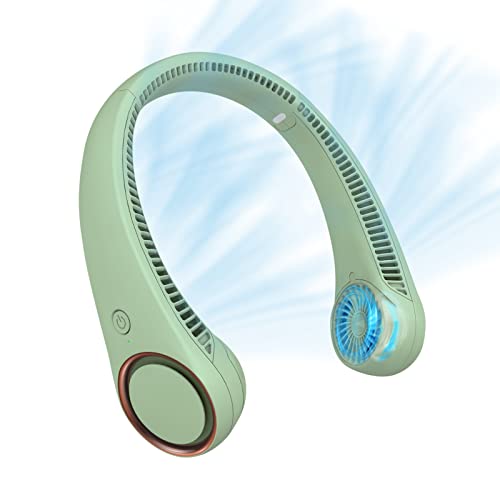CIVPOWER Neck Fan: Portable Personal Neck Cooling Rechargeable Bladeless Fan - Hands Free 3 Speed 4000 mAh Battery USB Operated Wearable Headphone Design - Gift for Men Women Outdoor (Light Green) - color: Light Green