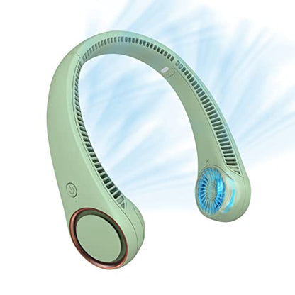 CIVPOWER Neck Fan: Portable Personal Neck Cooling Rechargeable Bladeless Fan - Hands Free 3 Speed 4000 mAh Battery USB Operated Wearable Headphone Design - Gift for Men Women Outdoor (Light Green) - color: Light Green
