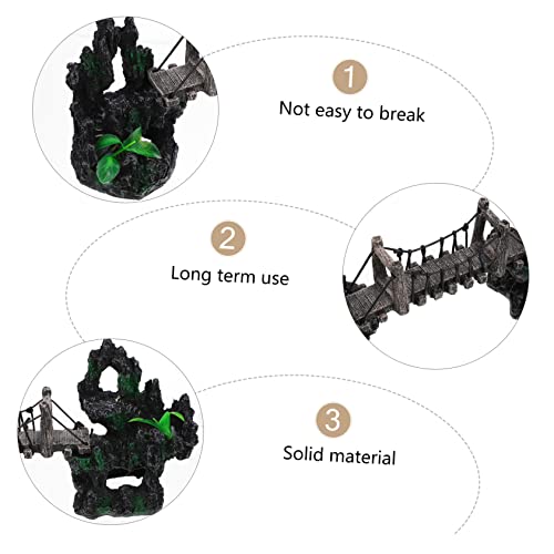 BESPORTBLE Fish Tank Resin Bridge Decoration Underwater Suspension Bridge Model for Aquarium Landscaping Unique Rockery Statue Fish Hideout Craft Retro Design for Betta and Shrimp Tanks