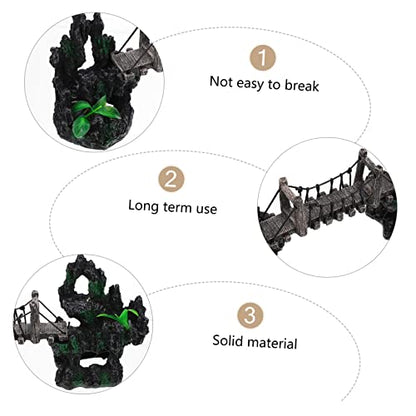 BESPORTBLE Fish Tank Resin Bridge Decoration Underwater Suspension Bridge Model for Aquarium Landscaping Unique Rockery Statue Fish Hideout Craft Retro Design for Betta and Shrimp Tanks