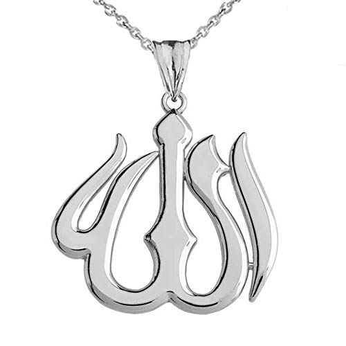 Middle Eastern Jewelry Bold Sterling Silver Allah Charm Pendant Necklace