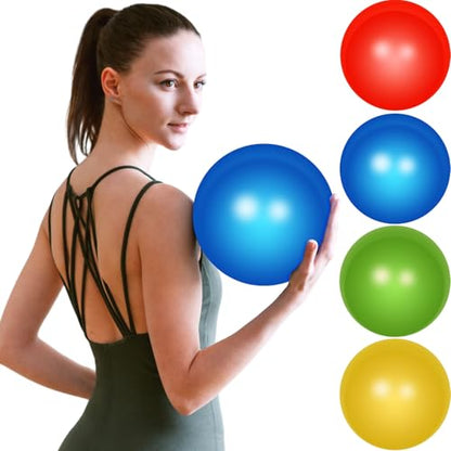 Leyndo 4 Pcs Yoga Exercise Ball Pilates Pregnancy Birthing Fitness Ball with Quick Pump Anti Burst for Improved Posture, Balance, Yoga, Pilates, Training, 4 Colors - size: 9 Inch