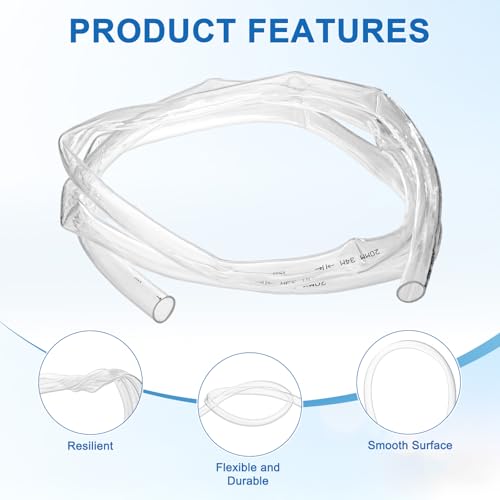 M METERXITY Vinyl Tubing 3/4" ID x 1" OD 10ft Flexible Plastic Tube with 2 Hose Ties, Lightweight Hybrid PVC Hose for Water Gardening/Airline/Aquarium Tubing [Clear] - size: 3/4" ID x 10ft