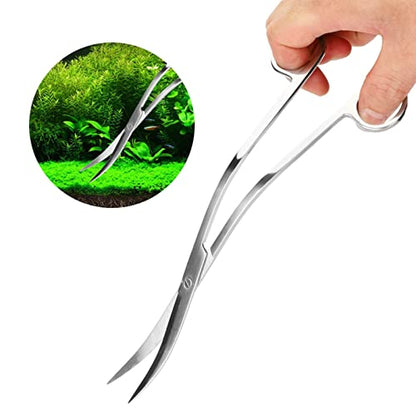 Luocute Aquarium Tools Kit, 6 in 1 Stainless Steel Scissor Tweezer Spatula Set with Storage Bag for Fish Aquarium Plant Care, Tweezers Scissors Spatula Scrapers Tool Set