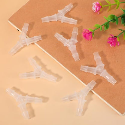 8 Pcs 5mm Tube Connector Y Water Fitting 3way Hose Splitter Plastic Hose Connector BarbPipe Tubing Joint Splicer Connectors Cannula for Pipe Household Transparent
