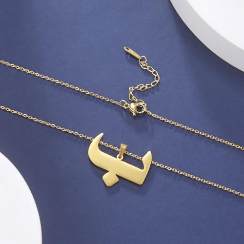 Stainless Steel Arabic Letter 'Alif' Pendant Necklace, Unisex Initial Jewelry - color: Style 03, size: Gold Color