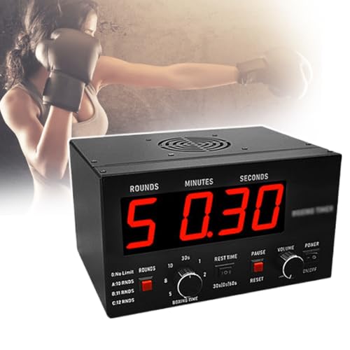 Gym Interval Timer with Led Display, Unlimited Loop Rounds and Adjustable Buzzer, 30S-10Min Workout Time and 0/30/60S Rest Time,Red - color: Red