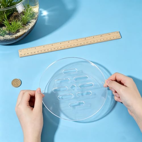 OLYCRAFT Acrylic Aquarium Anti-Jumping Lid Cover 7.1 Inch Clear Aquarium Protection Lids Round Acrylic Plate Fish Tank Covers with Hole Aquariums Cover Lid to Prevent Fishes for Turtles Shrimps Fish - size: 7.1 Inch