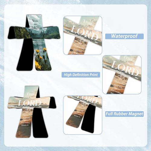 Christian Magnetic Bookmarks for Men, 30 Pcs Bible Cross Magnet Bookmark Clips for Reading, Scripture Faith Book Marks, Inspirational Religious Gifts for Christians Church Members - style: Christian Cross