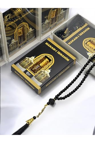 SODEF Spiritual Gift Set with Makam-ı Ibrahim Essence and Prayer Beads for Hajj & Umrah - Religious Souvenir - Black