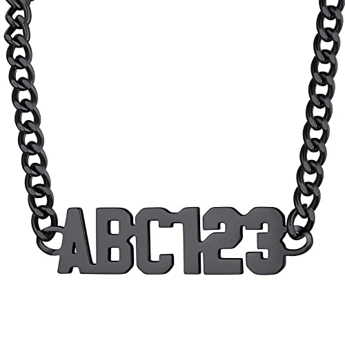 Custom4U Personalized Cuban Link Chain for Women, Silver/Black/Gold Plated Stainless Steel Cuban Chain Men Names Necklace, Customized Gift for Her(with Gift Box) - color: D-03-Black, size: 18 Inches