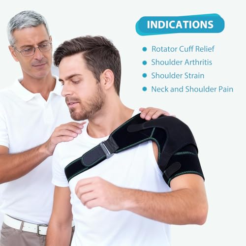 Shoulder Ice Pack Brace for Rotator Cuff, Swelling & Post-Surgery Recovery | Reusable Hot & Cold Gel Pack Adjustable Compression Strap Soft Skin-Friendly Fabric