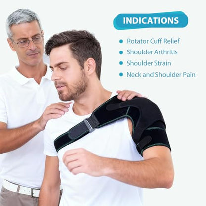 Shoulder Ice Pack Brace for Rotator Cuff, Swelling & Post-Surgery Recovery | Reusable Hot & Cold Gel Pack Adjustable Compression Strap Soft Skin-Friendly Fabric