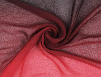 uxcell Women'sChiffon Sheer Long Scarf Silky Gradient Party - color: Red Black