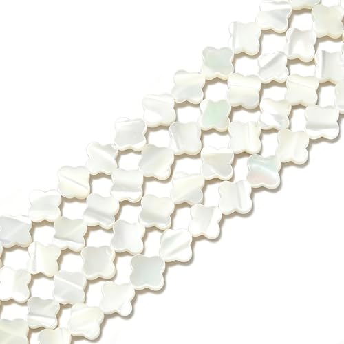 8mm Natural White Mother of Pearl Shell Clover Beads for Jewelry Making - color: 8mm Clover Shape