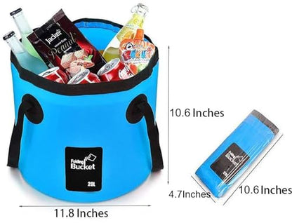 BANCHELLE 5 Gallon Collapsible Bucket with Handle for Indoor Outdoor | 20L Foldable Water Storage Container for Car Washing, Camping, Traveling, Fishing, Hiking, Beach, Gardening, Boating
