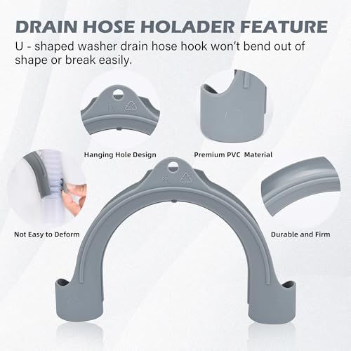 U-Shaped Washing Machine Drain Hose Holder Hook, 2Pack | U-Bend Hose Holder Hook, For Laundry Tub, Dishwasher and Sink Drain Hoses, Compatible with Samsung, GE Washers