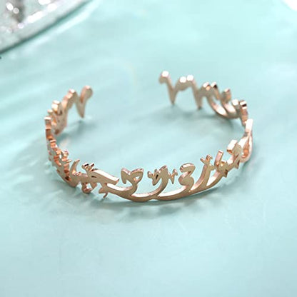 Qitian Islamic Jewelry Gifts for Women Allah Gold Bangles Bracelets Ayatul Kursi Arabic Cuff Bracelet for Women Men Islam Eid Ramadan New Year Gifts - color: Q-Rose Gold-Oriental
