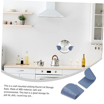 Ipetboom 5 Pair Abs Adhesive Kitchen Lid Holder Rack Blue Frosted Pot Lid Organizers with Strong Stick Multifunctional Storage Stand for Pots Dishes and Round Trays Space Saving Kitchen