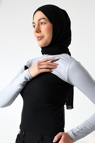 ihvan online, Women's Hijab Muslim Prayer Sleeve, Sleeves to Cover Arms for Women, Soft Stretchy Modest Hijab Arm Sleeves - color: Grey Neck