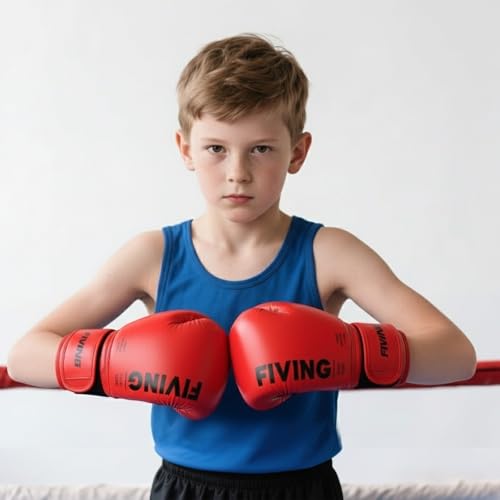 Kids Boxing Gloves, Youth Boxing Training Gloves for Kids Boys and Girls, 4oz & 6oz Fighting Gloves, Punching Bag Kickboxing Thai Mitts MMA Training Sparring Gloves - color: Red, size: 4oz