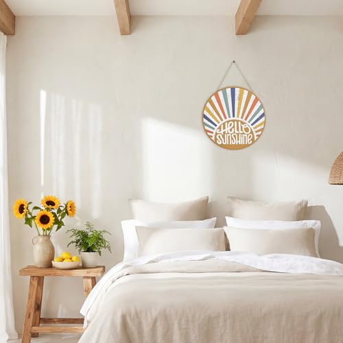 Smile Summer Welcome Wooden Decorations, Hello Summer Sunshine, Farmhouse Hanging Door Decor for Holiday Home Accent - style: Sunshine