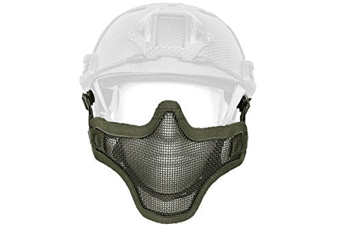 DLP Tactical Quick Release Mesh Steel Face Mask for ARC Rail Equipped Fast/ACH/MICH Combat Helmet - color: Green