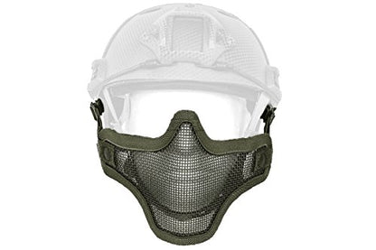DLP Tactical Quick Release Mesh Steel Face Mask for ARC Rail Equipped Fast/ACH/MICH Combat Helmet - color: Green