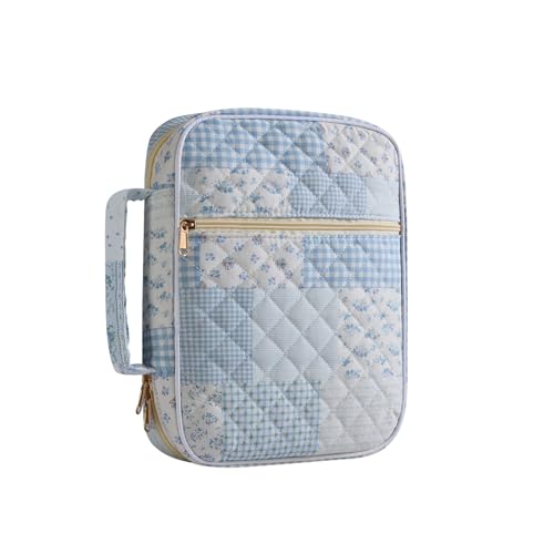 Bible Cover Case for Women Girls,Quilted Bible Tote Bag Study Supplies - color: Greenblue Pin