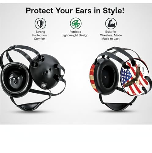 Wrestling Headgear with Ear Protection & Chin Cup Adjustable Lightweight Head Guard for Competition & Practice – Durable Protective Wrestling Ear Guard for Youth & Adult Athletes - color: Eagle & Flag