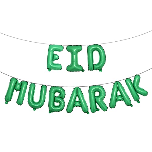 16inch Rose Gold Eid MUBARAK Foil Balloons Party Decoration Supplies Ramadan Decoration Gold EID Balloons For Muslim EID Ballon (EID Green) - color: Eid Green