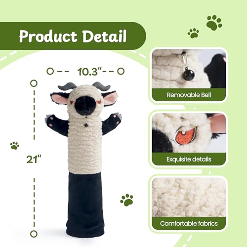 Cat Wrestling Glove, 22 inch Cat Puppet Wrestler with 3 Catnip Pouches & 3 Layer Resistant Protection, Interactive Cat Toy with Removable Bell for Boredom Relief & Mental Stimulation, Goat - color: Goat