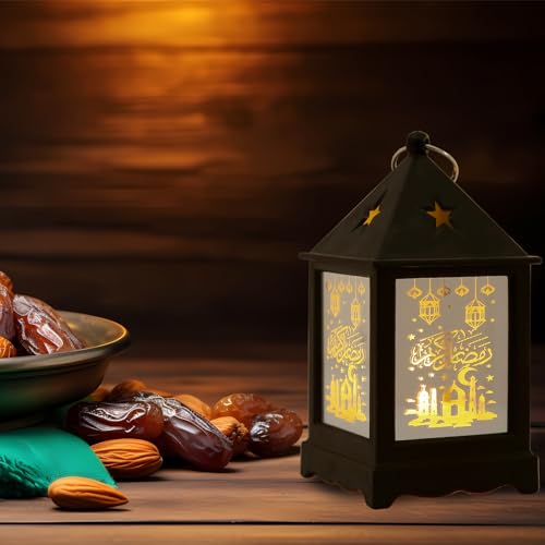라마단 장식용 라마단 랜턴 2개, 블랙 미니 캐슬 패턴 라마단 랜턴 라마단 테이블 장식 라마단 선물 홈 데코, 가정 실외 실내용 라마단 장식 - color: 스타일7-블랙