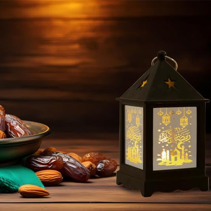 라마단 장식용 라마단 랜턴 2개, 블랙 미니 캐슬 패턴 라마단 랜턴 라마단 테이블 장식 라마단 선물 홈 데코, 가정 실외 실내용 라마단 장식 - color: 스타일7-블랙