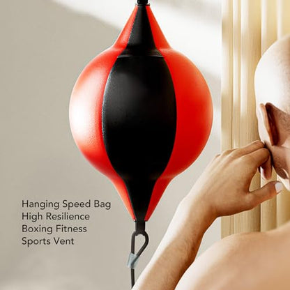 Double End Punching Bag, PU Leather Boxing Ball for Speed Training, Improve Reflexes and Hand Eye Coordination, with Adjustable Cord, for Home Gym Boxing Equipment