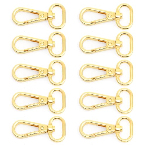CRAFTMEMORE Snap Hook Swivel Push Gate Lobster Clasps Fashion Clips Purse Making FS10 Pack of 10 (Gold, 1 Inch) - color: Gold, size: 1 Inch