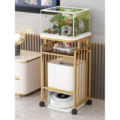 Living Room Sweeper Robot Shelf Organizer Drinking Fountain Shelf Fish Tank Cabinet Coffee Table Shelf Multifunctional(Gold,60x40x85cm) - color: Gold, size: 60x40x85cm