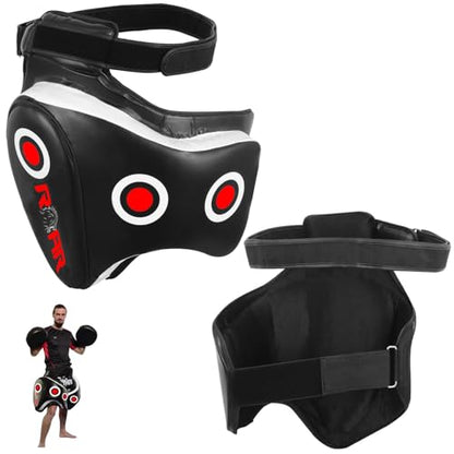 ROAR-INT MMA Thigh Pad Kickboxing Muay Thai Pads Boxing Leg Guard MMA, Punching, Taekwondo, Martial Arts Training Kick Leg Protector Guard - color: White-Black, size: Right-Leg