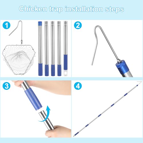Chicken Catching Net ,Extendable from 33" to 75" Chicken Catcher Leg Hook | Animal Net, Made of Stainless Steel Tube, Suitable for Catching Duck, Goose, Skunk, Bat and, Bird Net & Fish Net